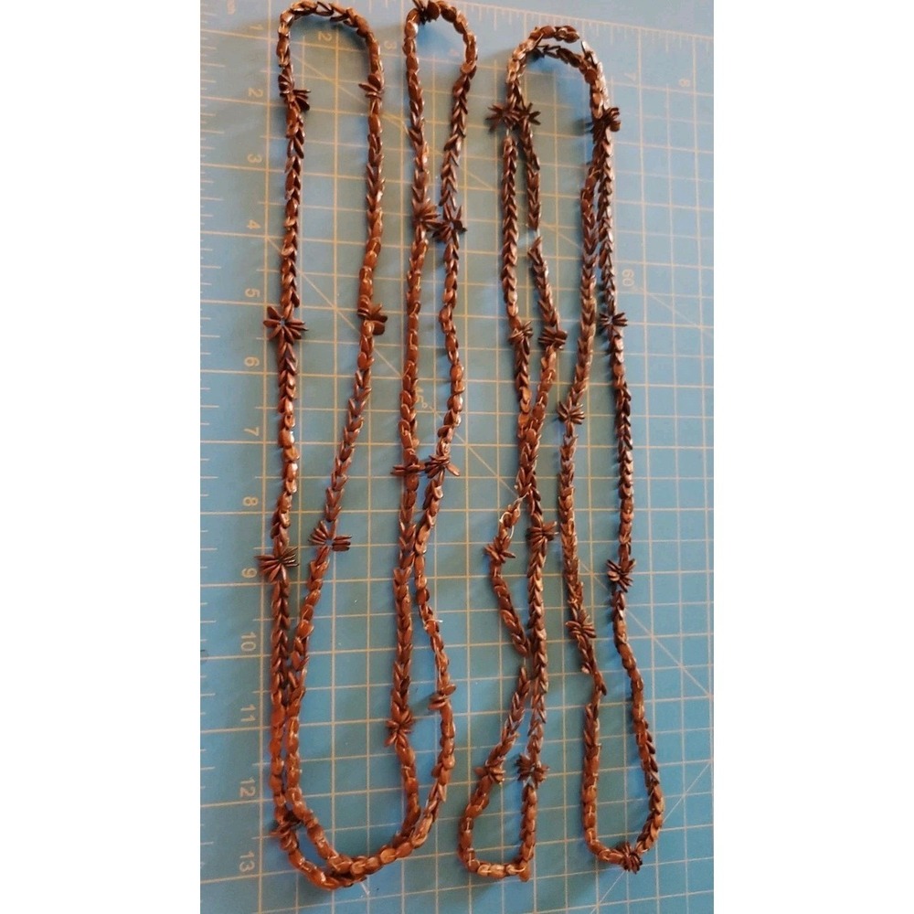 Vintage Hawaiian Koa Seed Brown  Lei Necklace 27", Lot Of 2